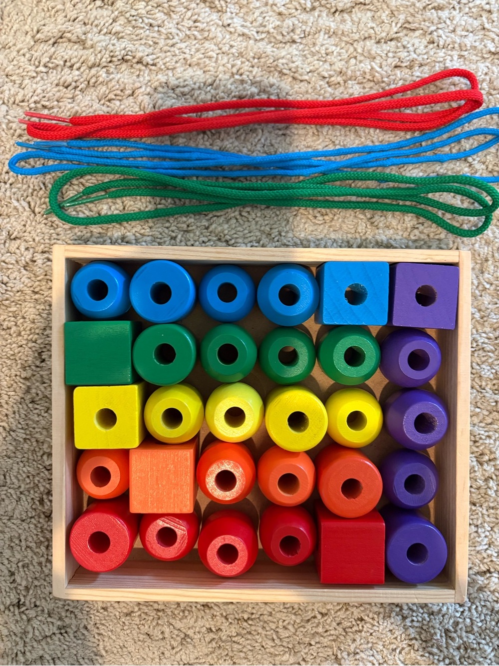 Melissa & Doug Wooden Rainbow Lacing Beads Set - Multicolor Kids Toy